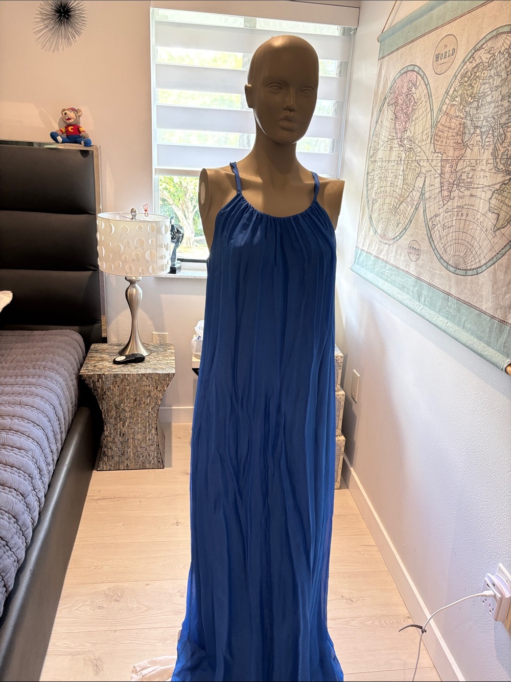 Sleeveless Royal Blue Maxi Dress - Effortless Summer Style made in Italy